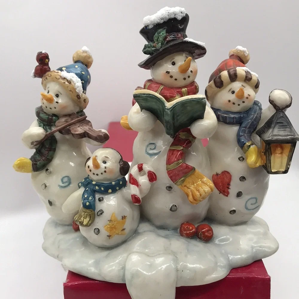 Vintage Heavy Resin Snowman Family Stocking Mantle Hanger 5”x 5” approx - Picture 3 of 12